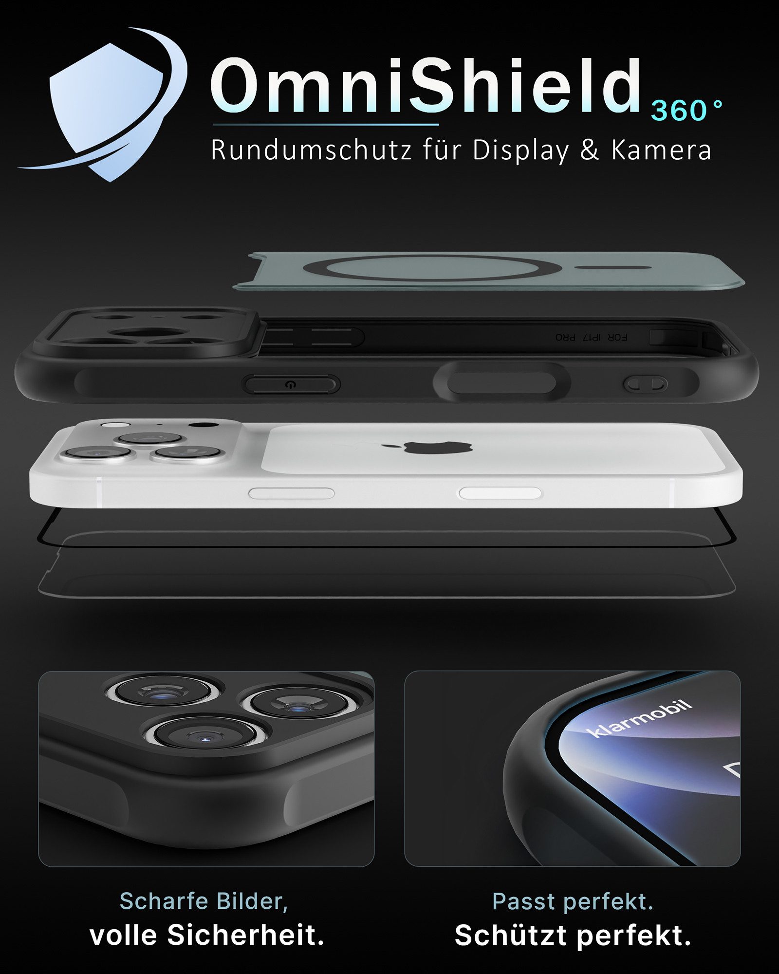 GreenHec Handyhülle Hülle + Panzerfolie iPhone 17 16 15 14 13 12 Pro Max MagSafe Magnet 9H 7 Zoll, Air Handy Displayschutzglas Sichtschutz Stoßfest Transparent Kratzfest