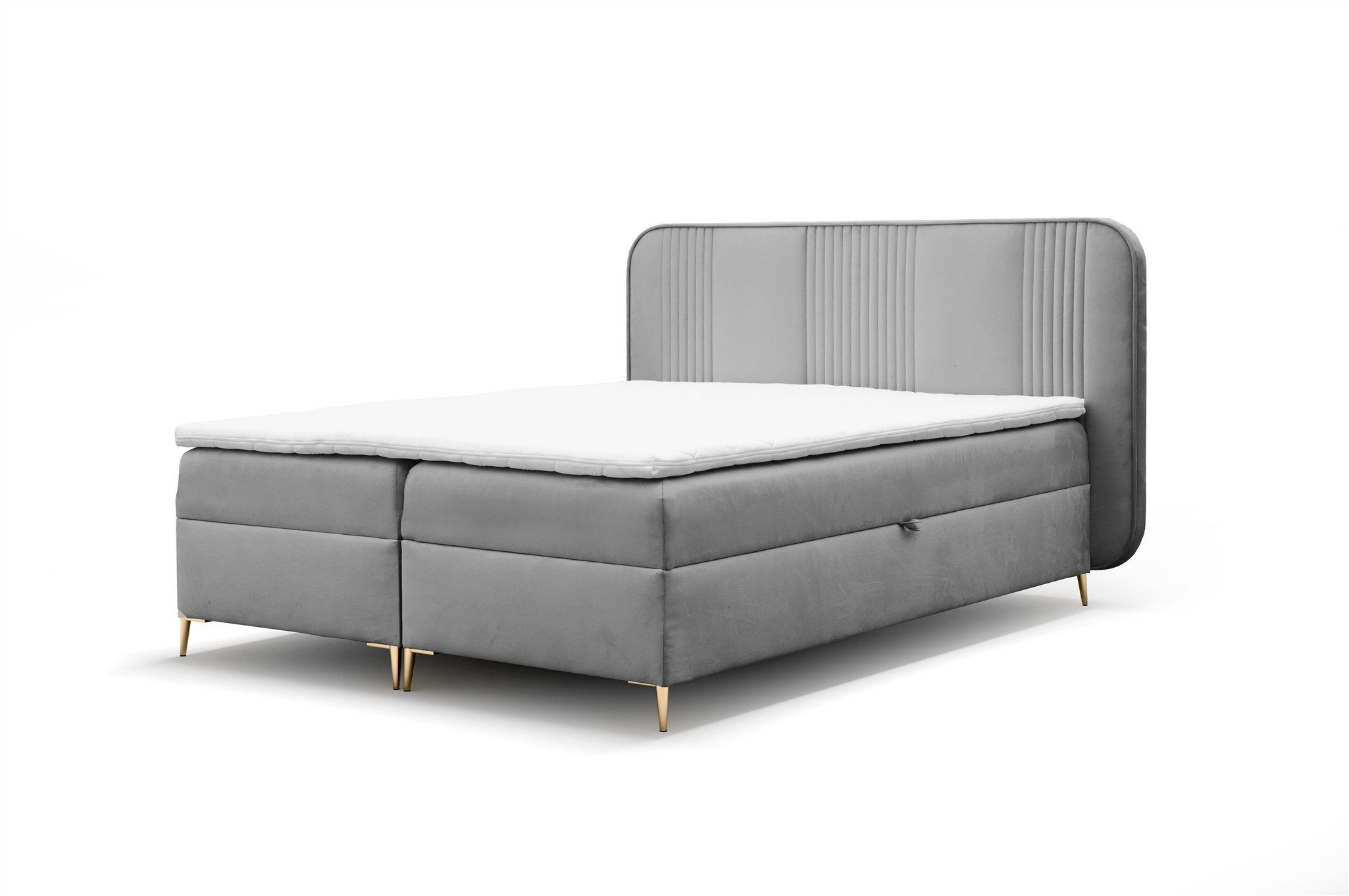 Fun Möbel Boxbett Bett Schlafzimmerbett AVERY PREMIUM in Veloursstoff Magic Velvet (mit Taschenfederkernmatratzen, inkl. Viscoschaumtopper und Bettkästen), Auch mit Bonellfederkernmatratze und Kaltschaumtopper erhältlich!