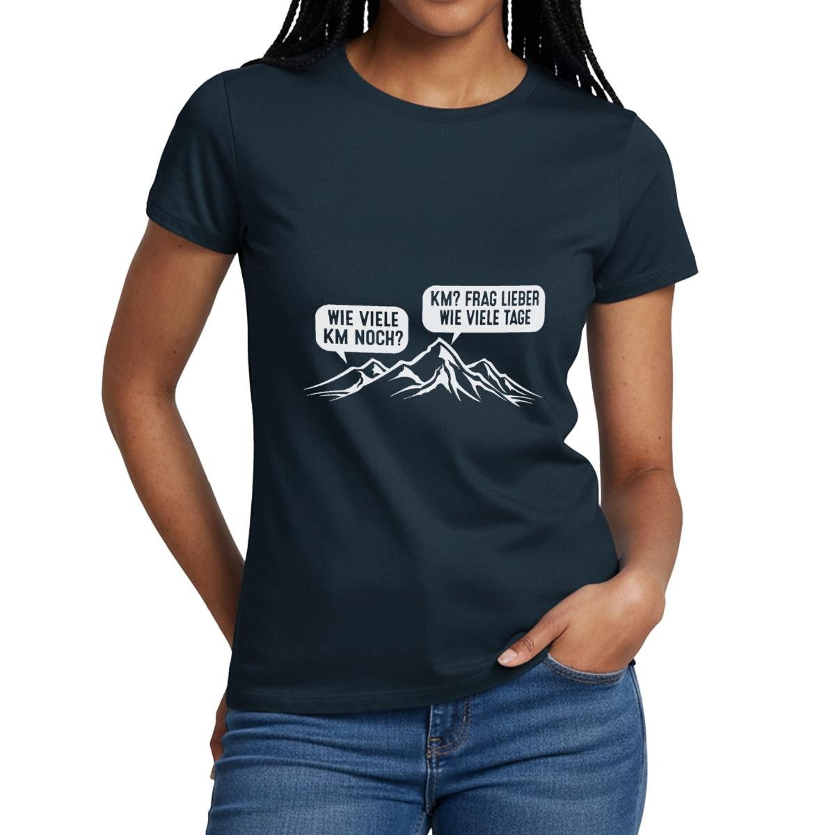 T-Shirt Wie Viele Kilometer Noch Wanderwitz Frauen T-Shirt