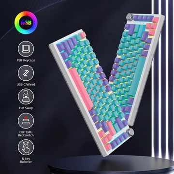 SOLIDEE RGB-Hintergrundbeleuchtung Gaming-Tastatur (mit Leise Produktivität mit Hot-Swap-Schaltern, N-Key Rollover, Lösung)
