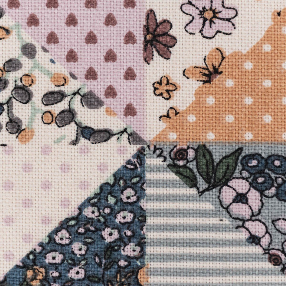SCHÖNER LEBEN. Stoff Dekostoff Meterware Sweet Flower Quilt Patchwork Vintage bunt 1,40m, atmungsaktiv