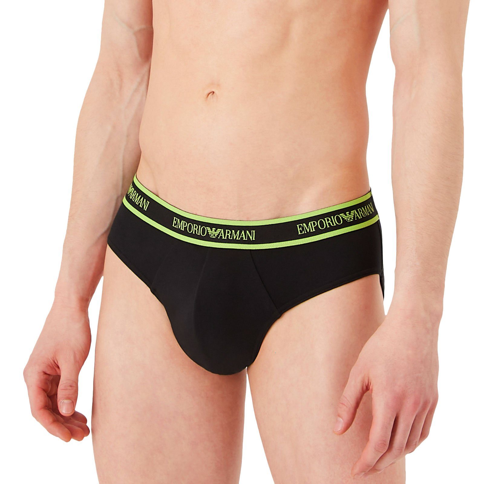 Slip Emporio lime Stretch Markenschriftzug Cotton mit Armani / (3-St., Pack) Brief umlaufenden 18521 black 3er black pr. /