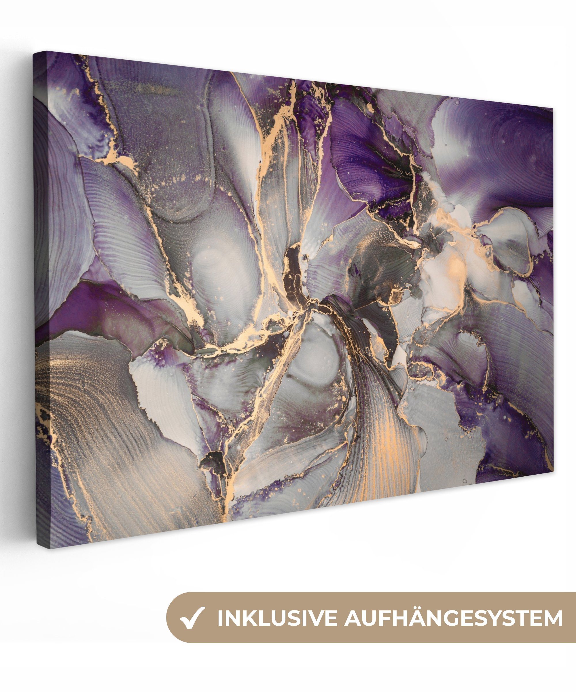OneMillionCanvasses® Leinwandbild Gold - Lila - Marmor, Fotodruck (1 St), L günstig online kaufen