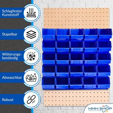 HMH Stapelbox 26 blaue Stapelboxen Größe 3 Sichtlagerästen Blau Sortierboxen