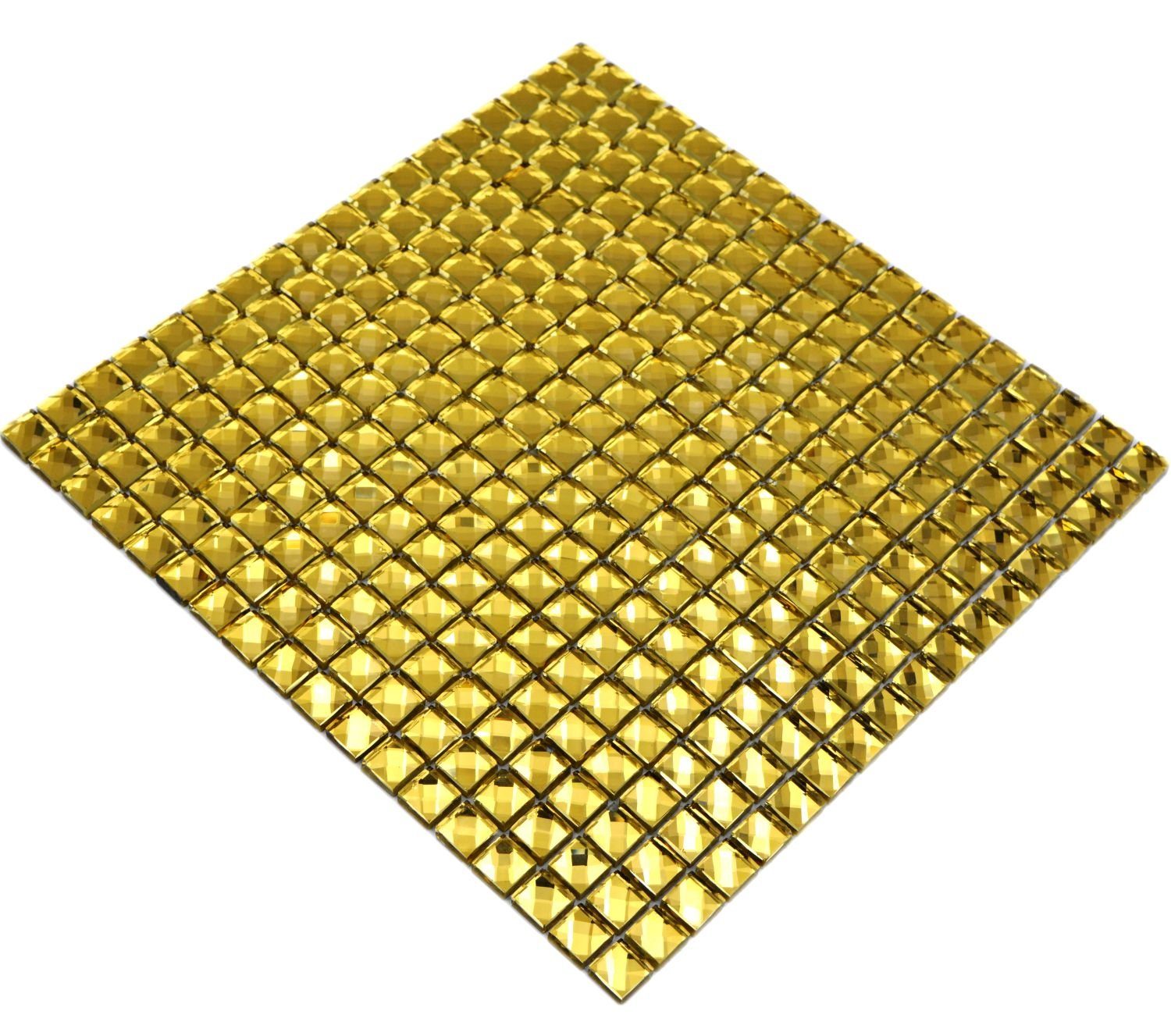 Mosani Wandfliese Glasmosaik Crystal Mosaikfliesen / 10 Mosaikmatten, Glas, Gold