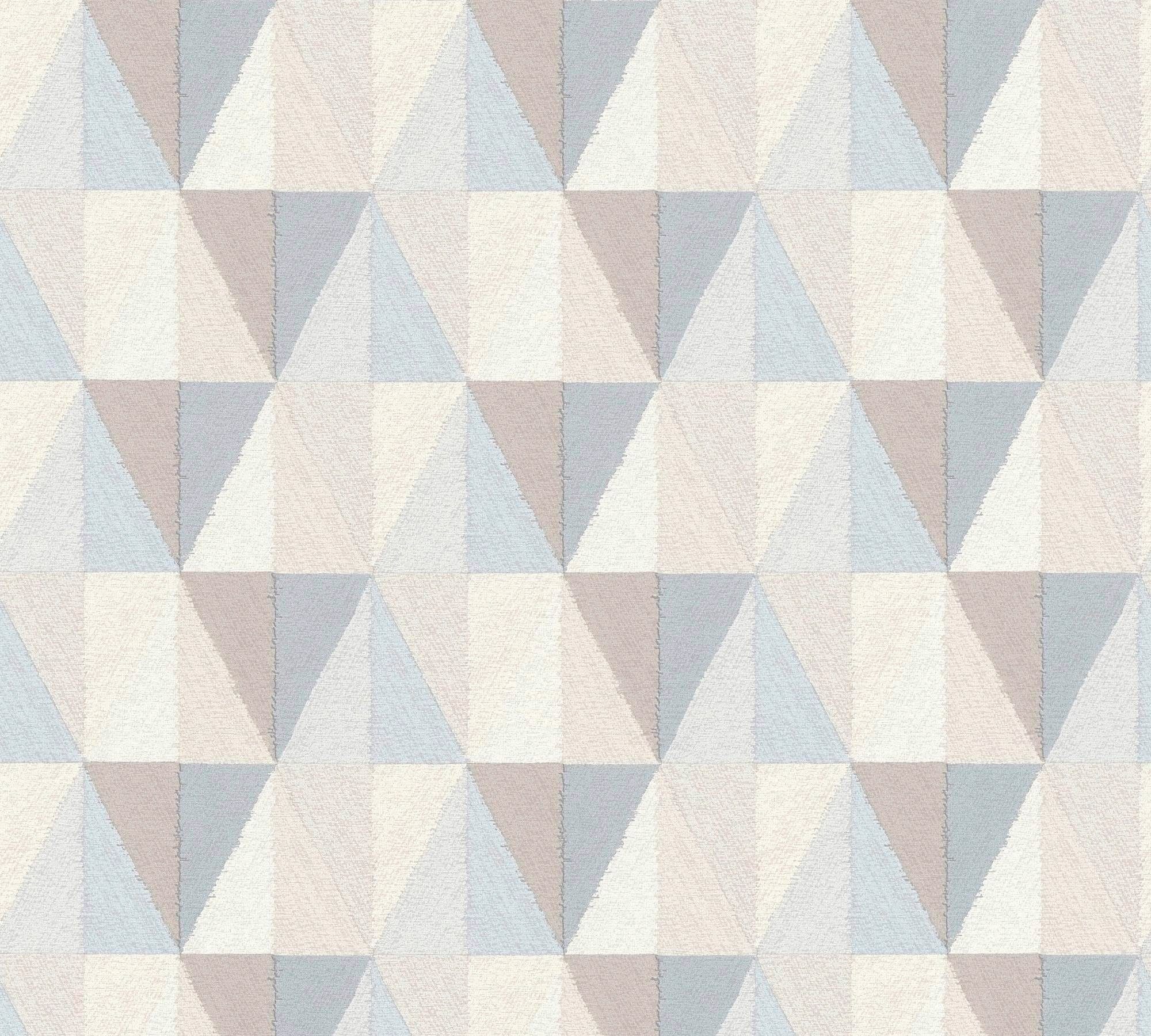 Modern Vliestapete geometrisch, Geometrisch Scandinavian, grafisch, hellblau/blau/grau/hellbraun/creme walls Tapete living