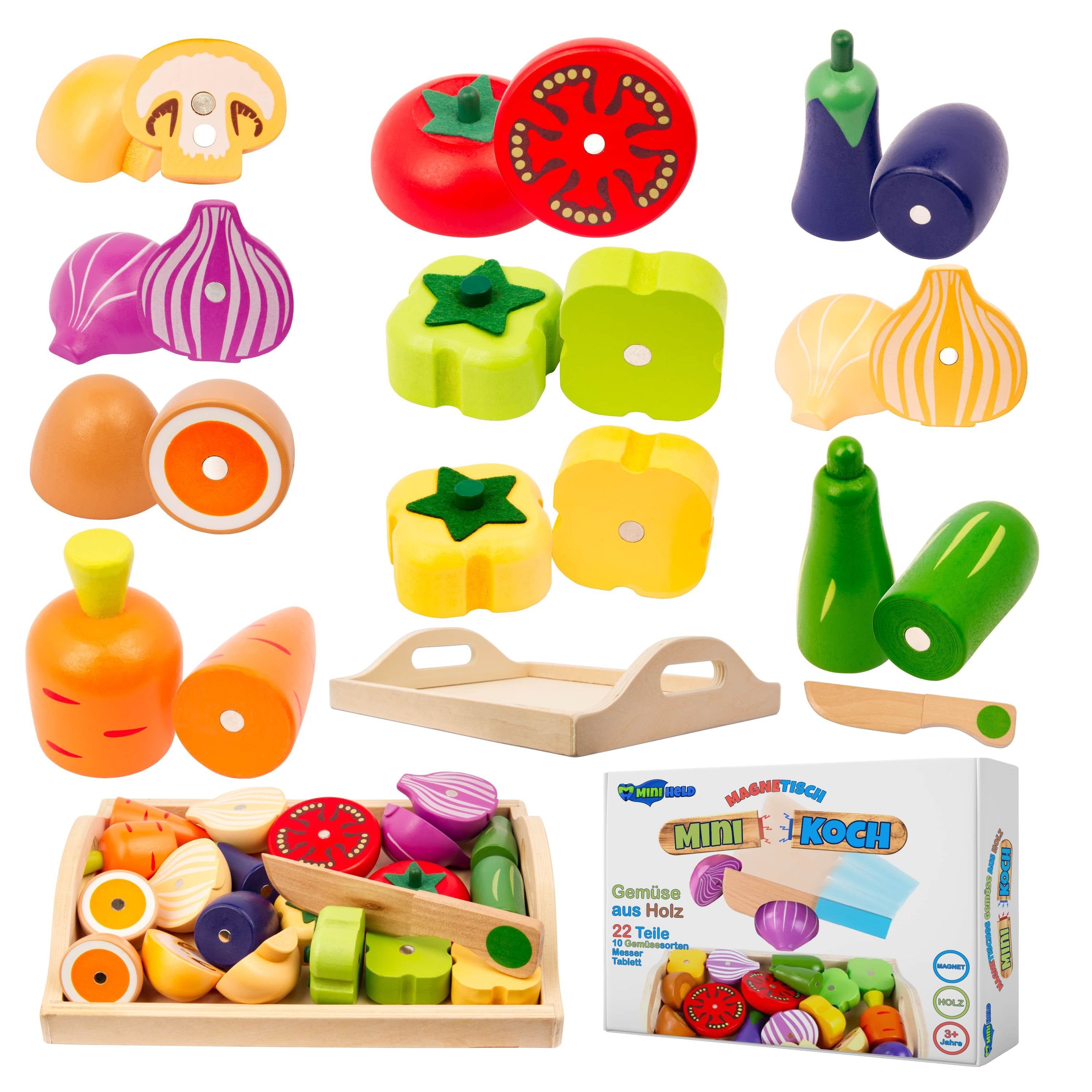 miniHeld Обучающие игрушки Kinderküche Zubehör Gemüse aus Holz zum Schneiden mini Koch Spielzeug