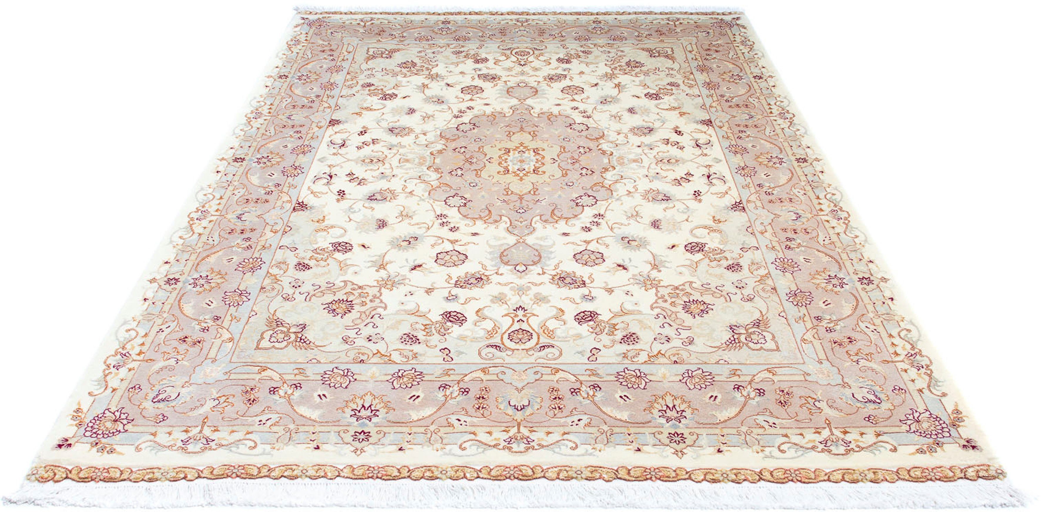 Orientteppich Perser - Täbriz - Royal - 245 x 170 cm - beige, morgenland, rechteckig, Höhe: 7 mm, Wohnzimmer, Handgeknüpft, Einzelstück mit Zertifikat | Kurzflor-Teppiche