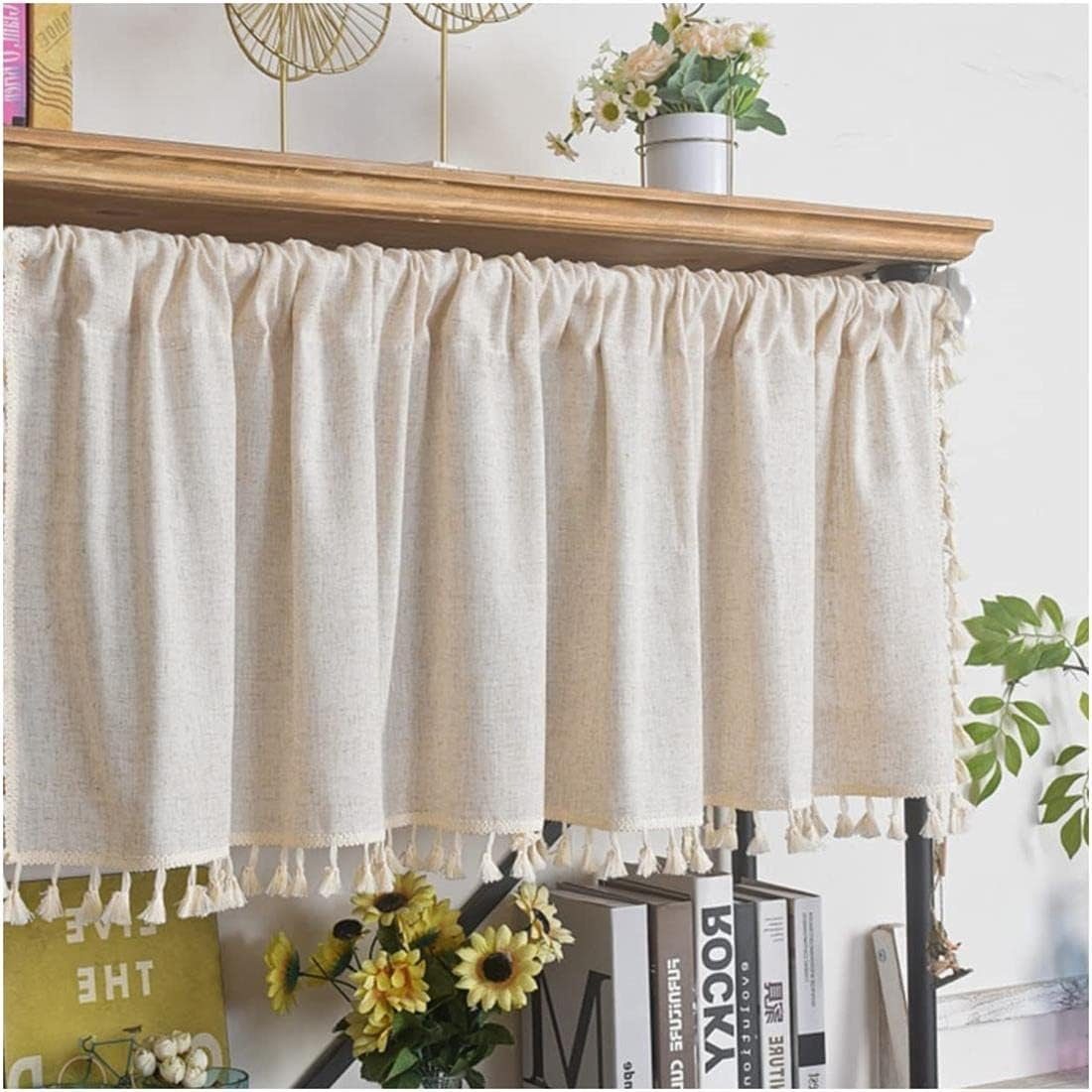 Stück Blickdicht FELIXLEO 150×45cm, 1 Scheibengardine Beige Scheibengardine Bistrogardine