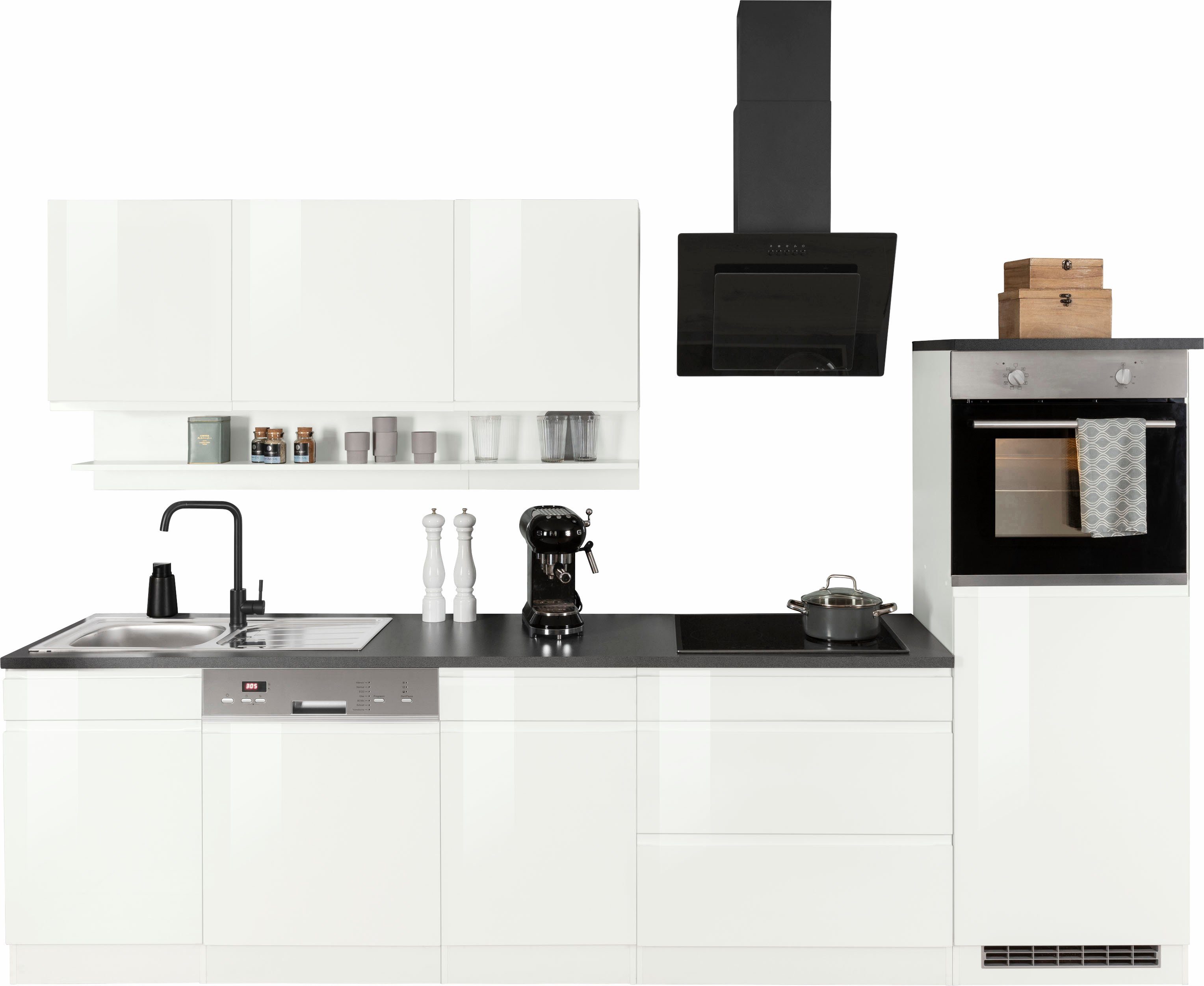 HELD MÖBEL Küche Virginia, Breite 300 cm, ohne E-Geräte, Elegantes  griffloses Design | Backofenumbauschränke