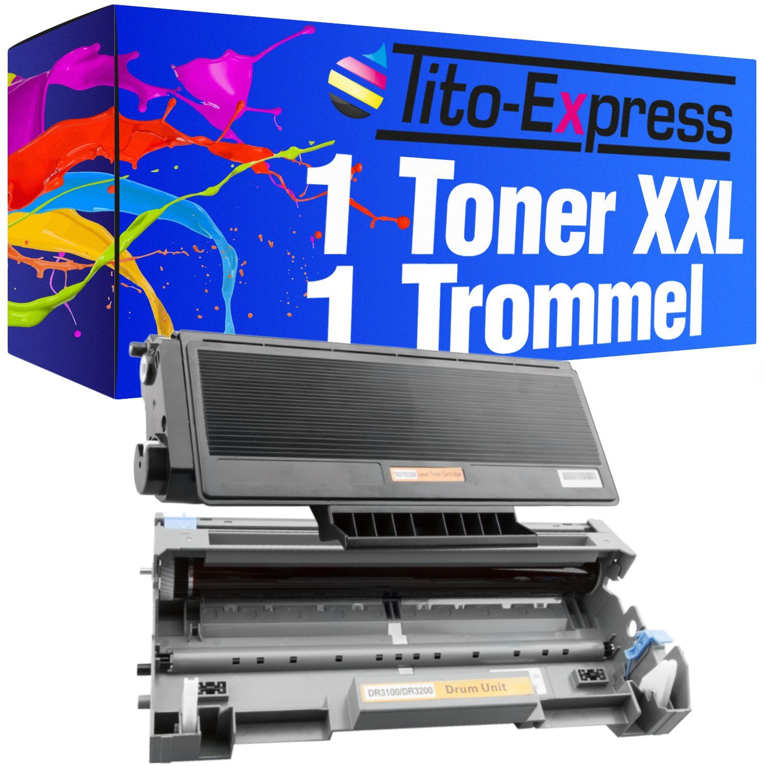 Tito-Express Tonerpatrone 2er Set ersetzt Brother TN-6600 & Brother DR-6000, (Vorteilspack, 1x Black, 1x Trommel), für DCP1200 DCP1400 Fax 4750 Fax 5750 Fax 8350P Fax 8360P Fax 8360PLT