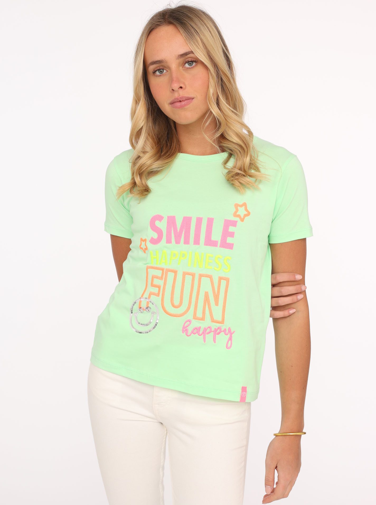 Zwillingsherz T-Shirt "Smile Happiness Fun" mit günstig online kaufen