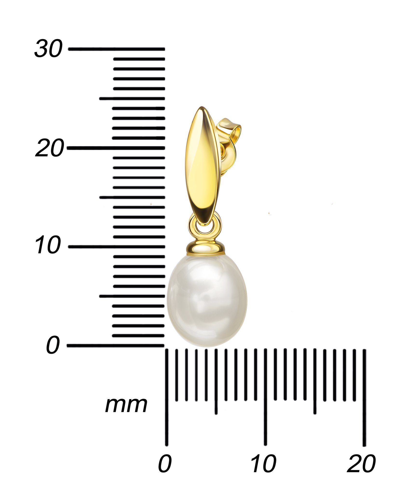 Germany Ohrschmuck, Perlen Gold Damen), JEVELION Made Perlenschmuck Perlenohrringe in (Gold - 585 für
