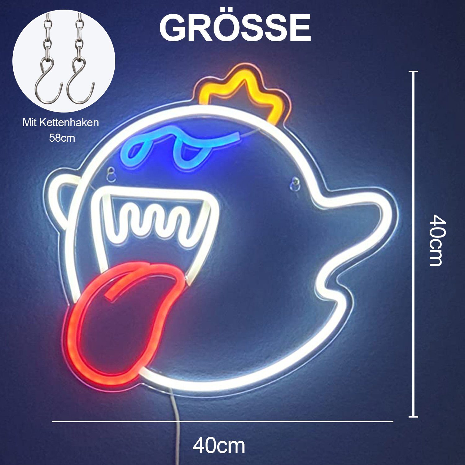 integriert,Farbe,Hängeleuchte USB LED Dekor,LED Dekofigur Room Transparenter Schild,Geist Fest weiß  Neon Neon Dekolicht, LED Gaming LED Acrylrückwand, LED Batteriebetrieb Nachtlicht für MUPOO Lampe