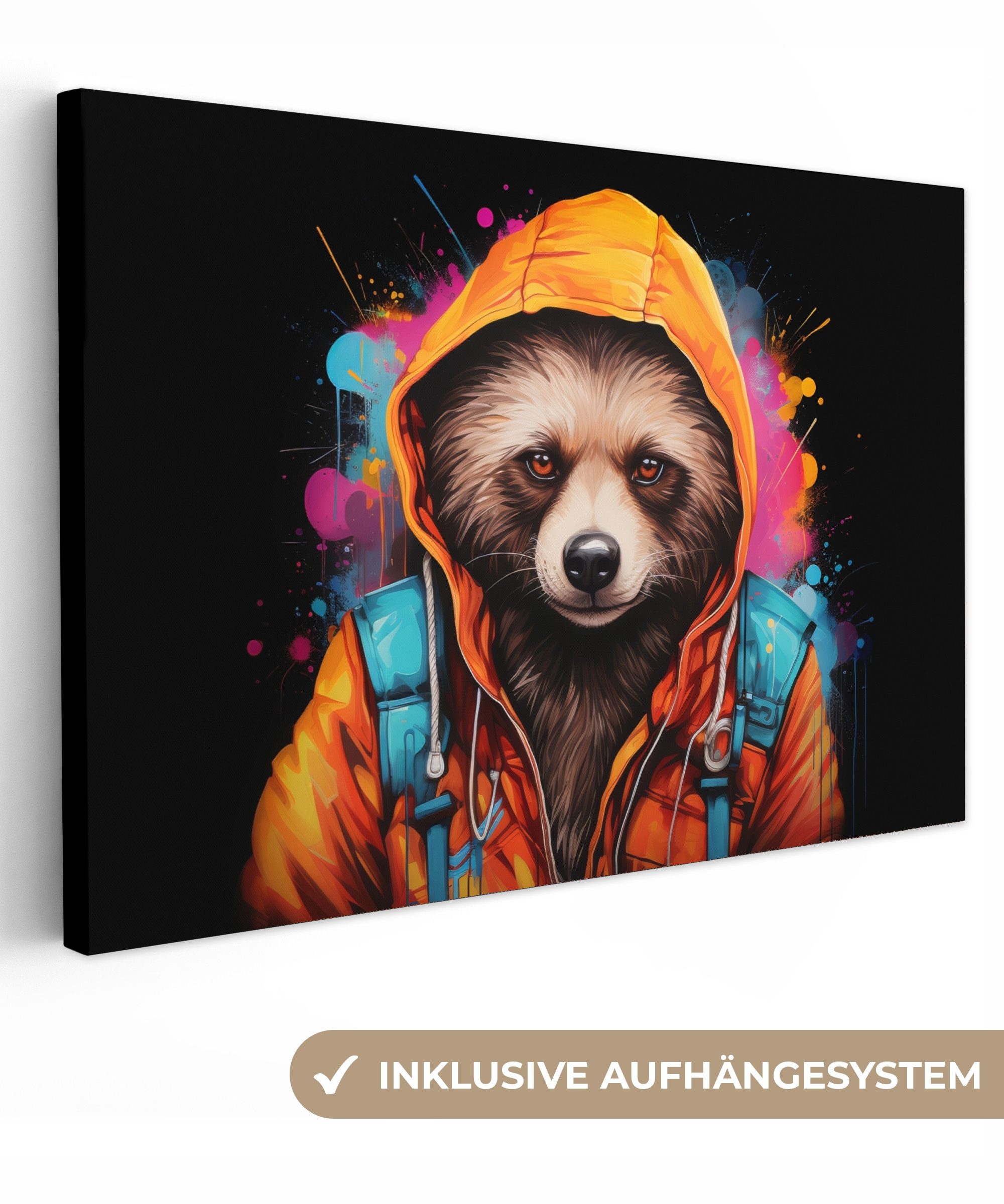 OneMillionCanvasses® Leinwandbild Graffiti - Waschbär - günstig online kaufen