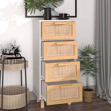 DOTMALL Sideboard aus Holz und Rattan im Landhausstil, Kommode mit 4 Schubladen