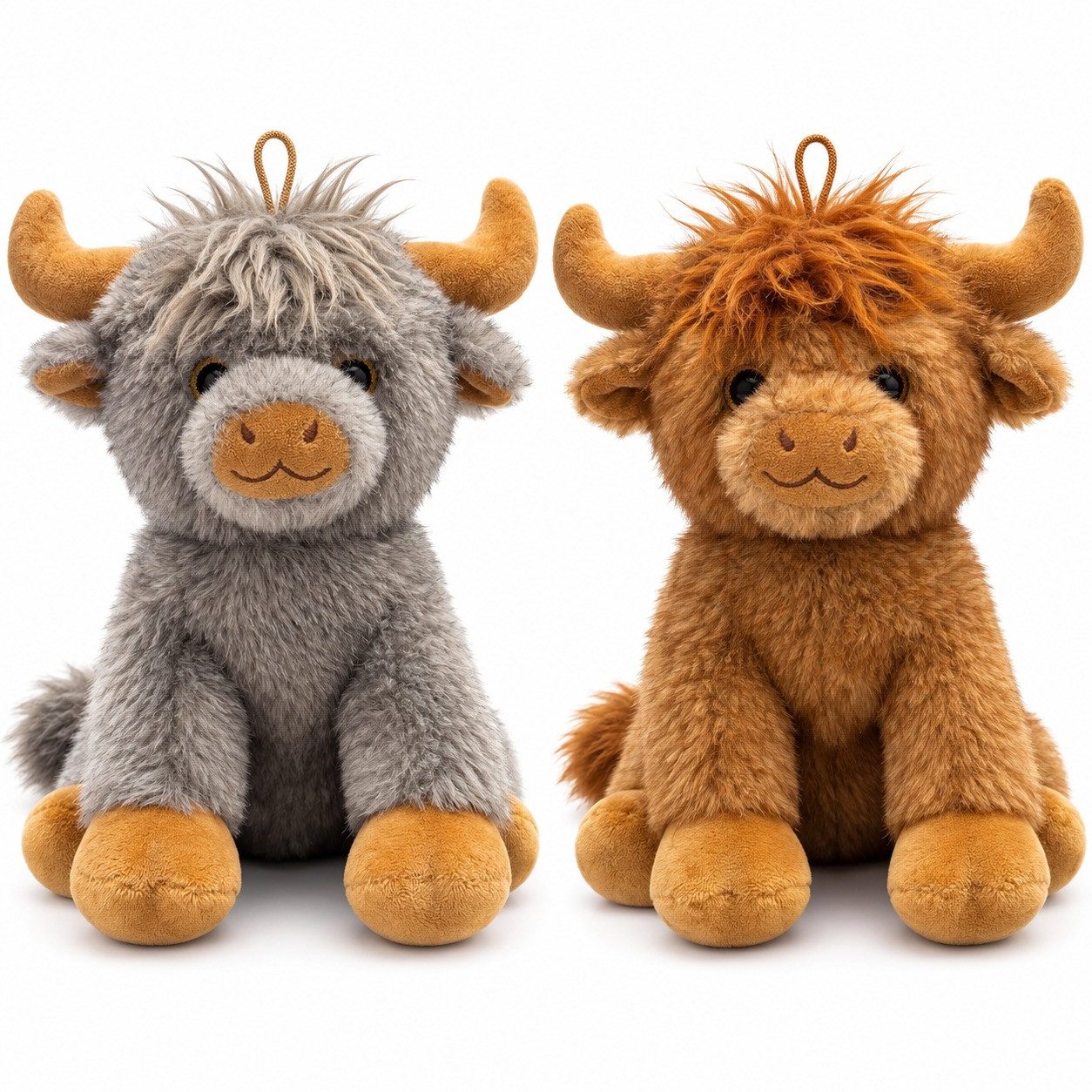 Jafri Toys Kuscheltier Highland Kuh 24cm Plüschtier weich Grau oder Braun zufällig (Set, 1-St., Geschenk-Set), Kuscheln und Geschenke.2 Farben:Grau oder Braun nicht wählbar