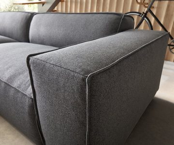 DELIFE Ecksofa Tenso, Strukturstoff Grau 280x165 cm Recamiere links