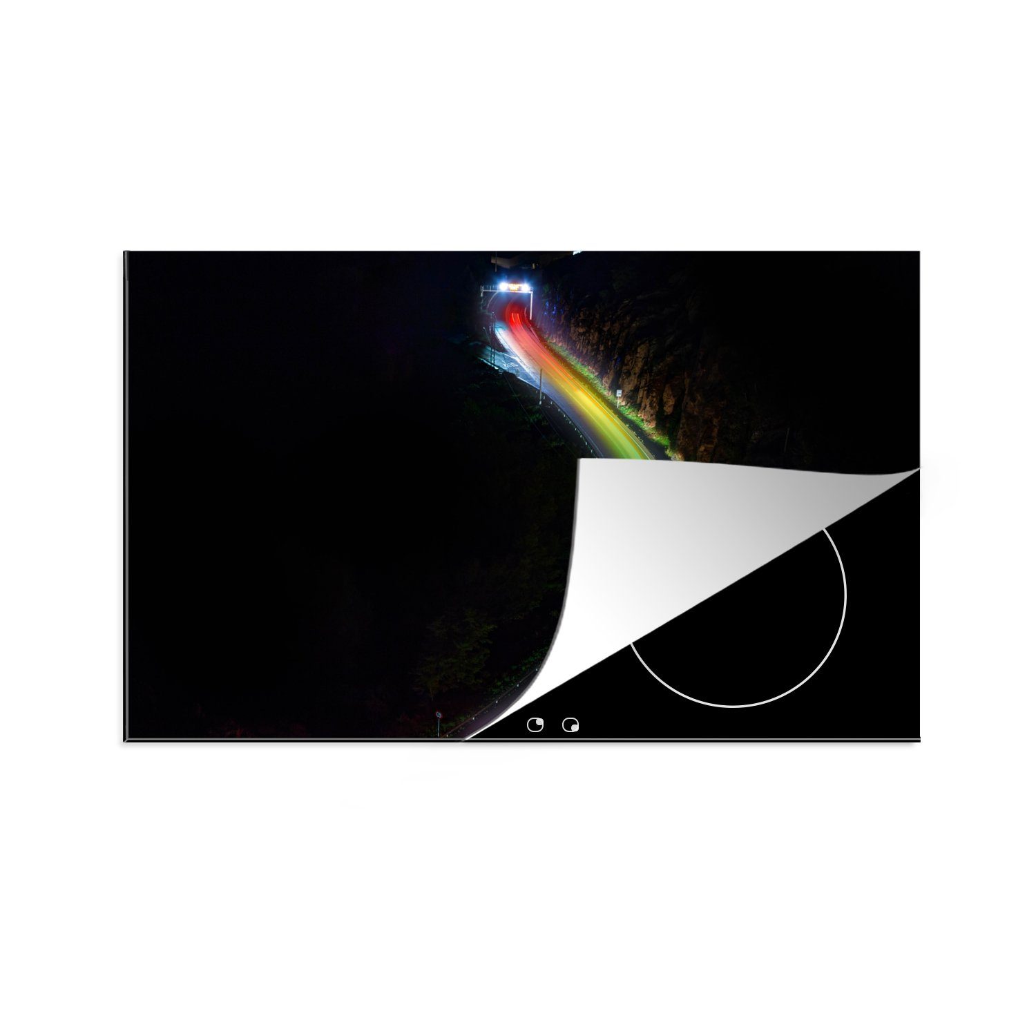 MuchoWow Herdblende-/Abdeckplatte Regenbogenlicht auf der Straße, Vinyl, (1 tlg), 81x52 cm, Induktionskochfeld Schutz für die küche, Ceranfeldabdeckung