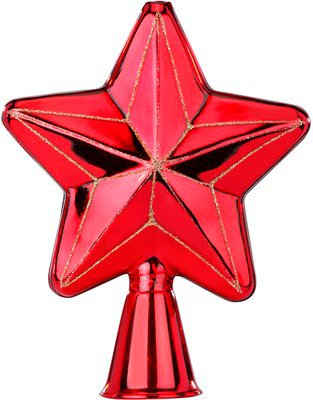 MAGIC by Inge Christbaumspitze Merry Red, Weihnachtsdeko rot, Christbaumschmuck (1-tlg), hochwertiger Echtglas-Weihnachtsschmuck, Höhe ca. 17 cm