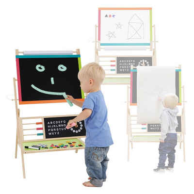 Joyz Tafel Standtafel Zeichentafel Magnettafel Kindertafel Kreidetafel Whiteboard, 3 in 1 zum Spielen 70x47x100cm Natur/Schwarz aus Holz