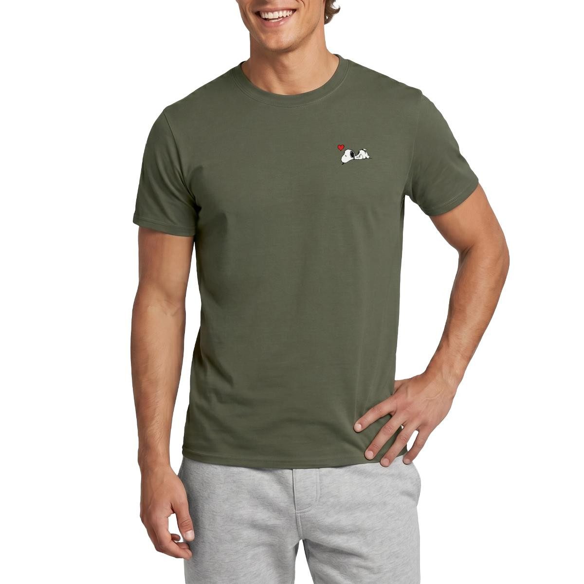 Spreadshirt T-Shirt Peanuts Snoopy Herz Brustmotiv Männer T-Shirt (1-tlg)