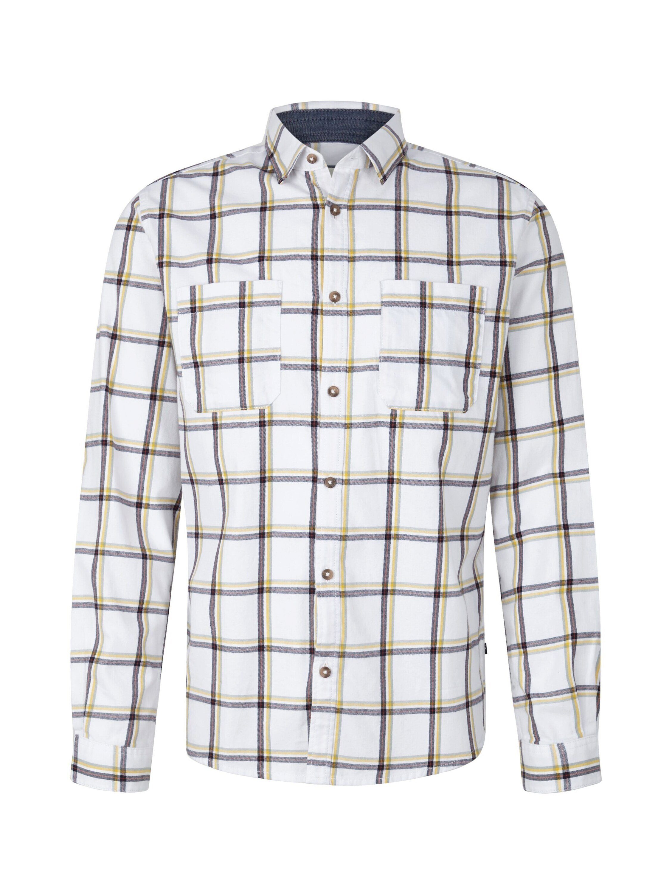 TOM TAILOR Langarmhemd (1-tlg) Off White Multicolor Check 30780
