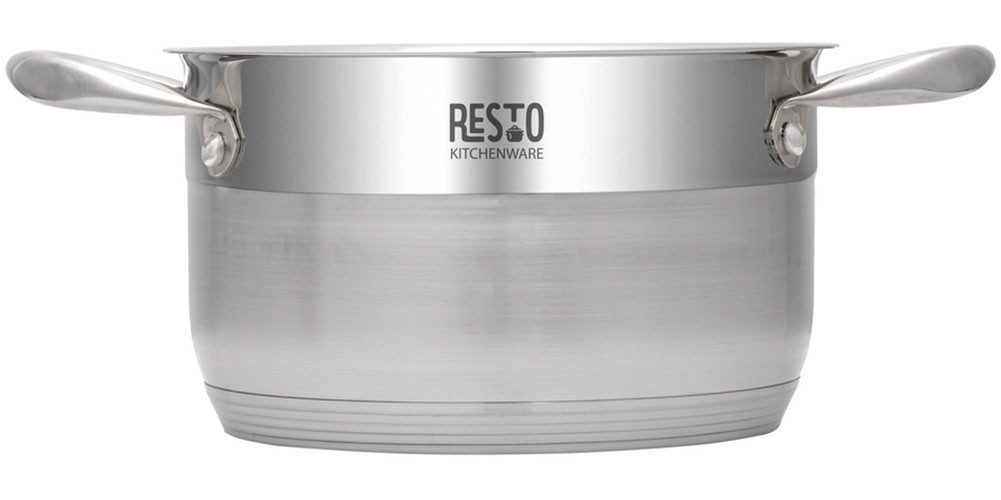 RESTO Kitchenware Kochtopf Rigel, Topf energiesparend und spülmaschinenfest, Edelstahl 18/10 (2-tlg), mit hitzebeständigem Glasdeckel, im Geschenkkarton