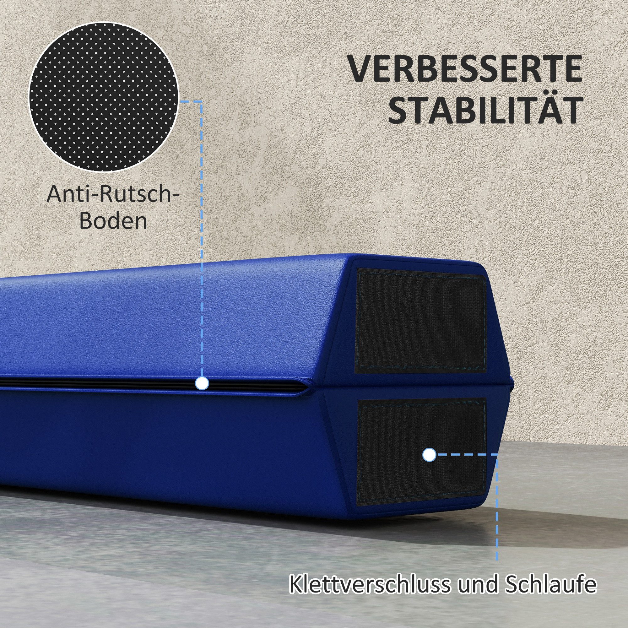 MC Star Balancetrainer 236 cm Klappbarer Schwebebalken, tragbar Turnbalken, rutschfest Balance Beam, Turn- und Balancierbalken bis 80 kg