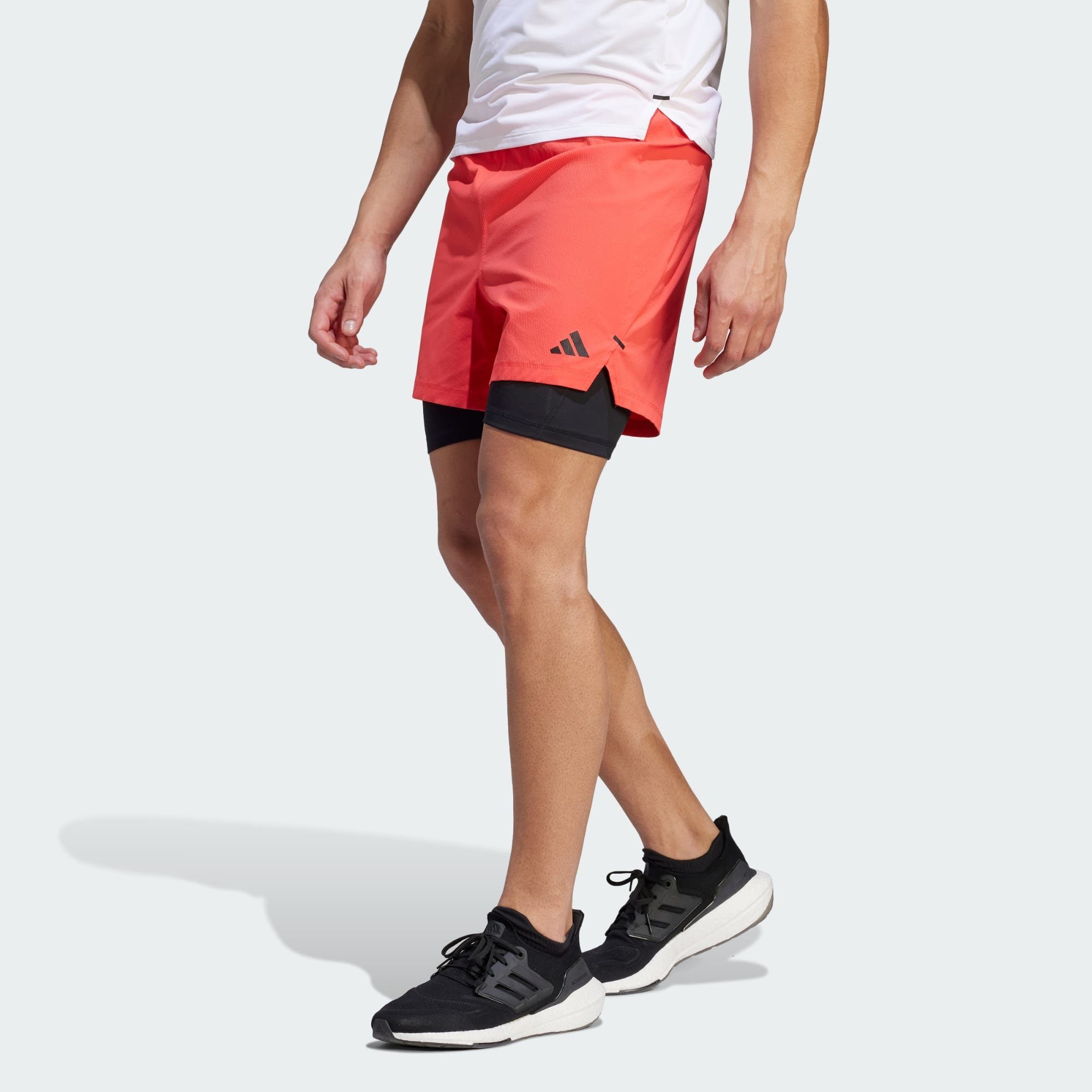 adidas Performance 2-in-1-Shorts POWER WORKOUT TWO-IN-ONE SHORTS Bright Red / Black / Black