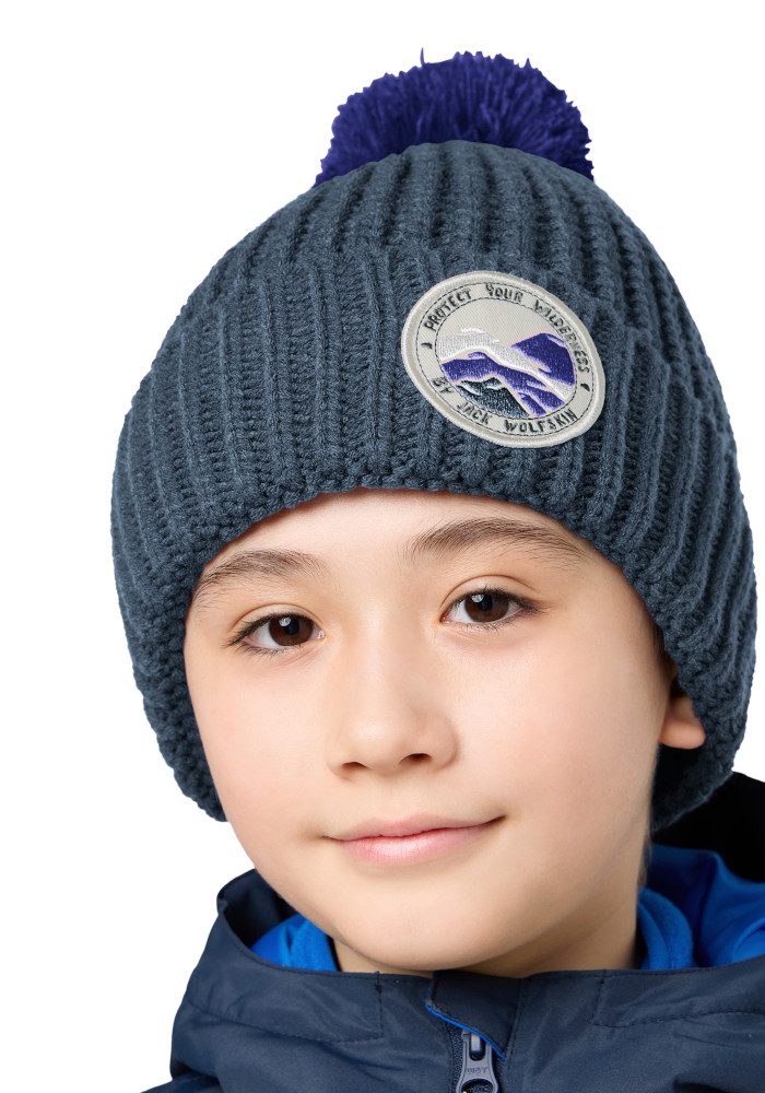 Jack Wolfskin Bommelmütze POMPOM BADGE BEANIE K Kindermütze, warm, mit Bommel