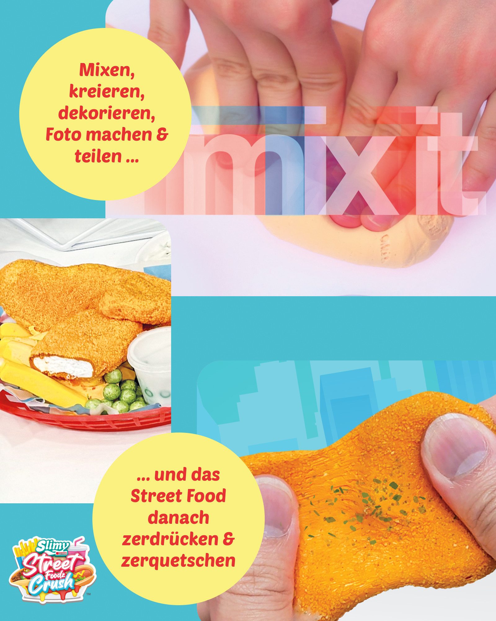 Slimy® Knetform-Set Street Food Crush - Chiccy Nuggies (1-tlg), Slime und Knete Kreativ-Set zum selber Mischen, Formen und Dekorieren