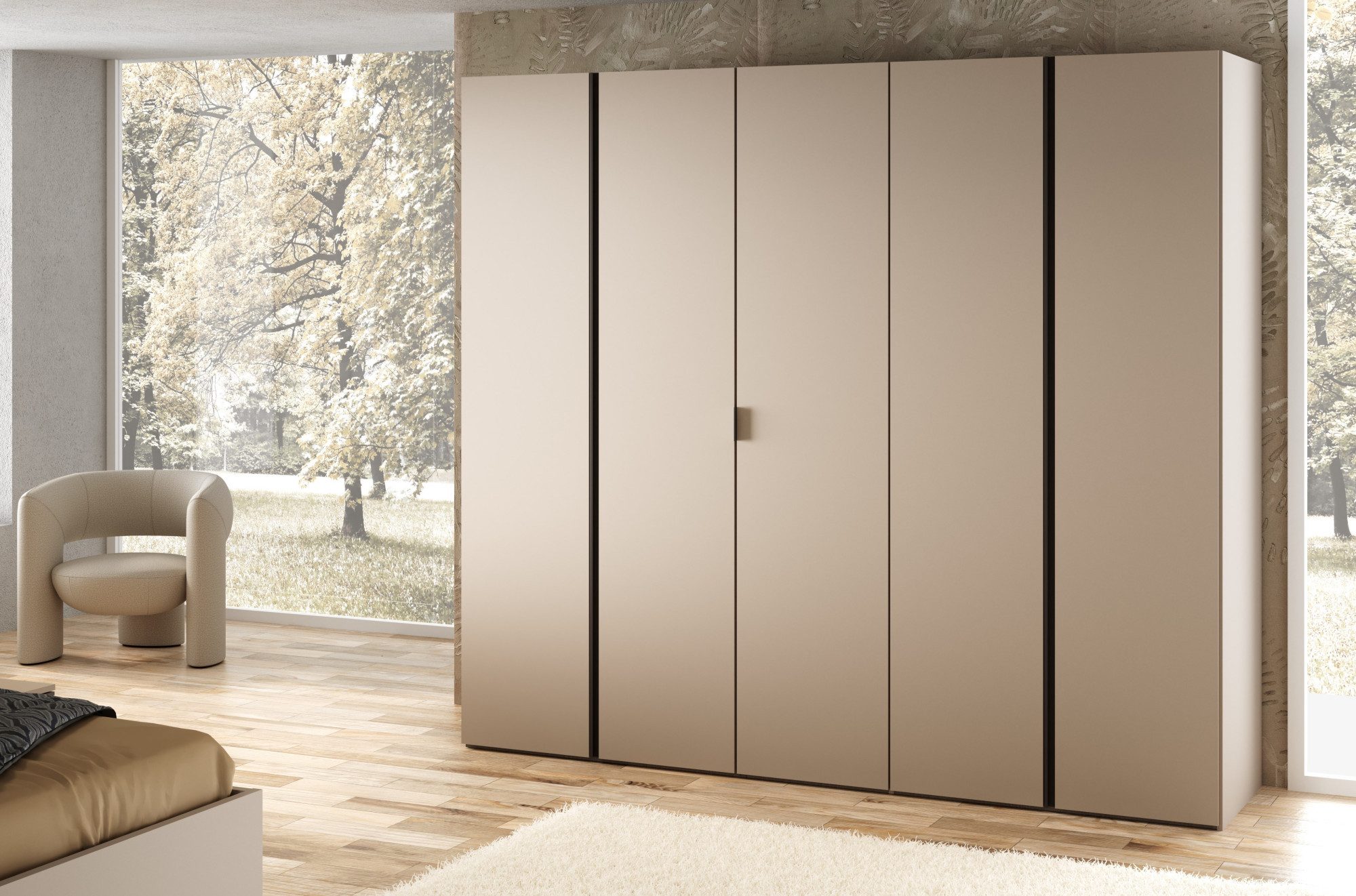 Home affaire Kleiderschrank RUBINO, Drehtürenschrank,Schlafzimmerschrank mit hochwertigem Alugriff (1-St) Made in Italy, in Breite wählbar, Basisausführung, Zubehör extra