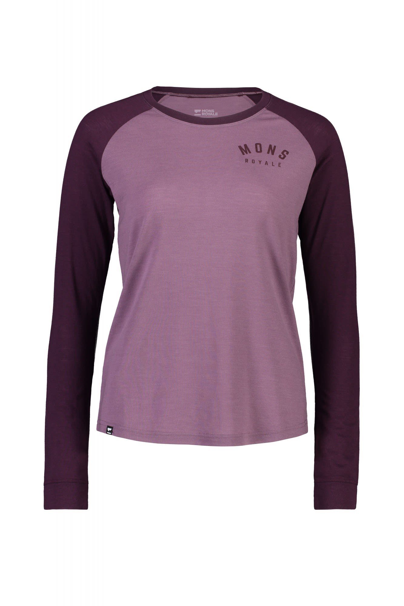 Langarm-Shirt Damen Mauve Mons Royale Mons Langarmshirt Raglan Royale W - Wine Icon