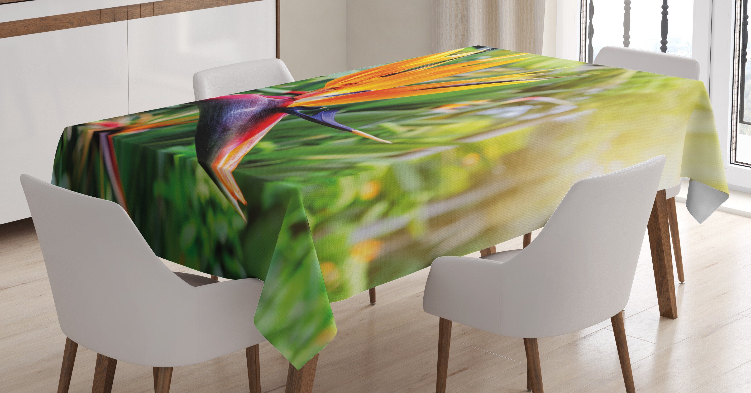 Abakuhaus Tischdecke Farbfest Waschbar Für den Außen Bereich geeignet Klare Farben, Pflanze Paradiesvogel Blume