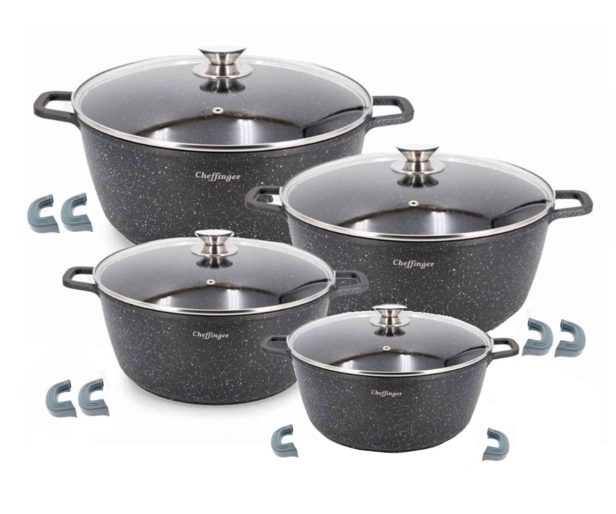 Cheffinger Topf-Set 8 tlg Kochtopf Set Topf Induktion Anti Haft 20-24-28-32cm, (8-tlg)