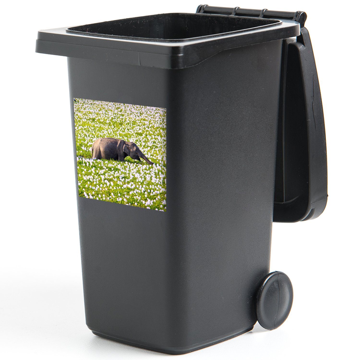 - Tiere Sticker, Mülleimer-aufkleber, - Mülltonne, Abfalbehälter - Grün St), (1 - Wasser MuchoWow Pflanzen - Elefant Natur Wandsticker Container,