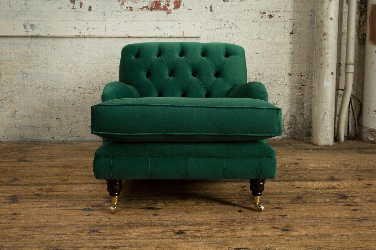 JVmoebel Chesterfield-Sessel Eleganter Polster Lounge Sessel in Grün aus Echtleder (Packung, Relaxsessel), Made in Europa