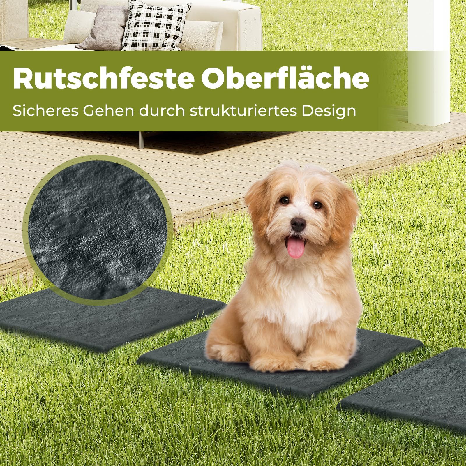 COSTWAY Antirutschmatte, 8-St., 39,5x39,5cm Trittsteine mit Bodenpfählen