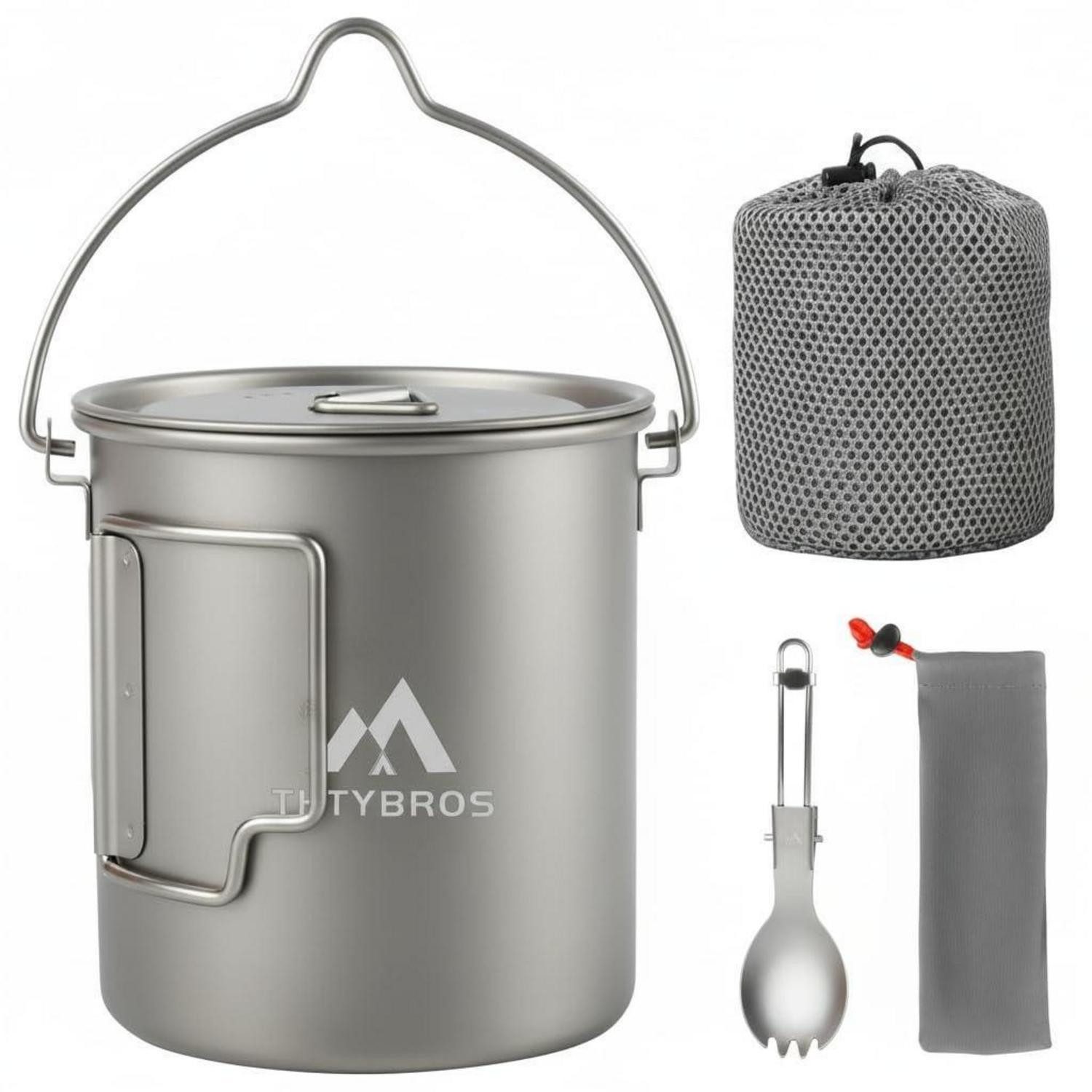 LuxusKollektion Campinglöffel Titan Topf 750ml mit Spork Solo Camping