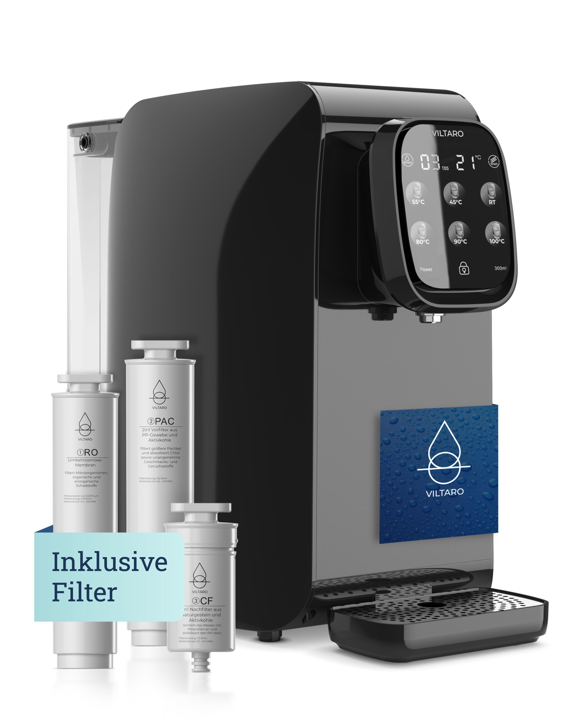 VILTARO Kalk- und Wasserfilter TARA, Osmoseanlage mit 5-stufigem Filtersystem zur Trinkwasseraufbereitung