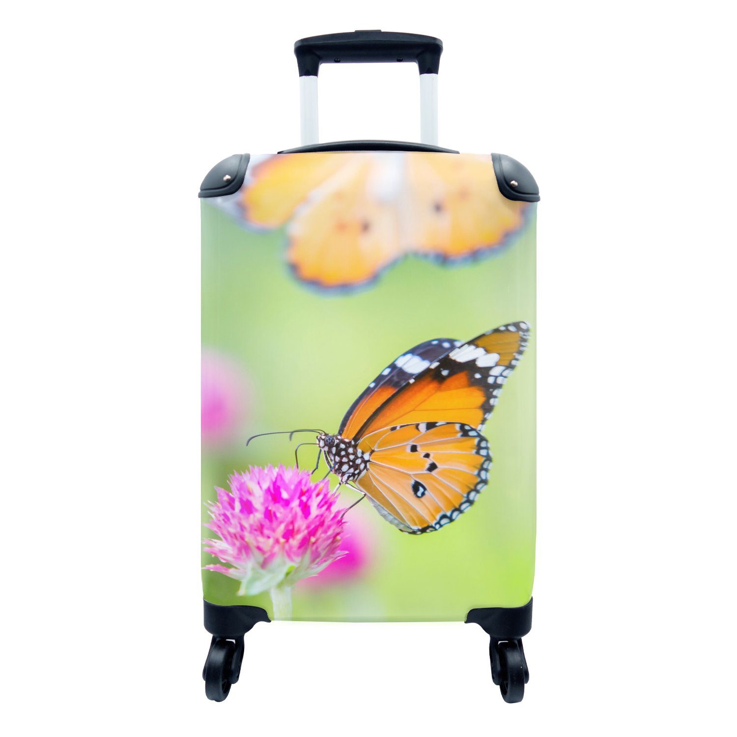 Reisekoffer MuchoWow Handgepäckkoffer für Insekten Trolley, 4 Ferien, Blumen, mit rollen, Schmetterlinge Rollen, - - Reisetasche Handgepäck
