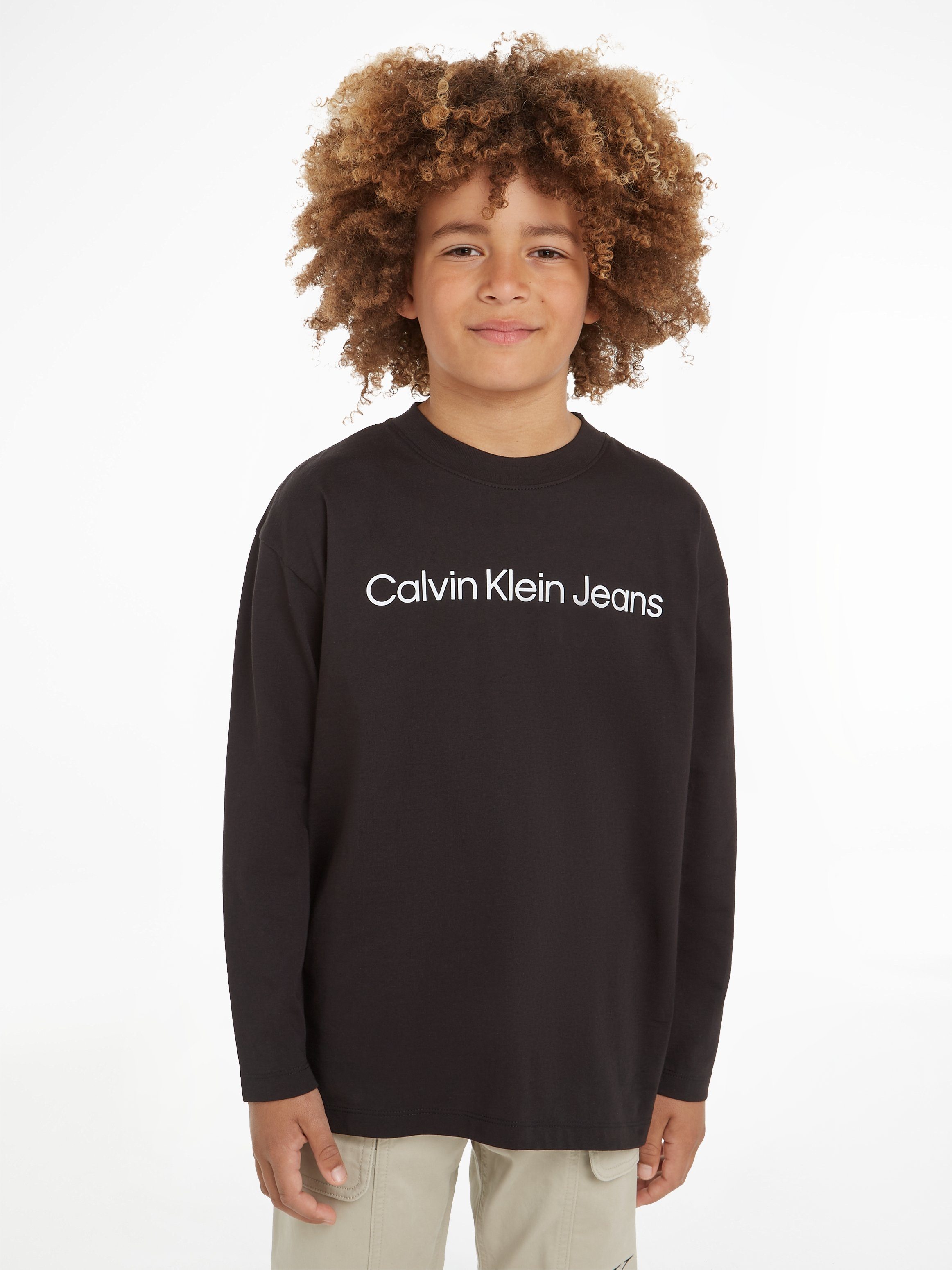 Calvin Klein Jeans Logodruck mit T-SHIRT RELAXED Langarmshirt LS INST. glänzenden LOGO