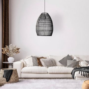 Paco Home Pendelleuchte VIHMA, ohne Leuchtmittel, Rattan Pendellampe Korb Esstischlampe Natürlich LED Boho Rustikal E27