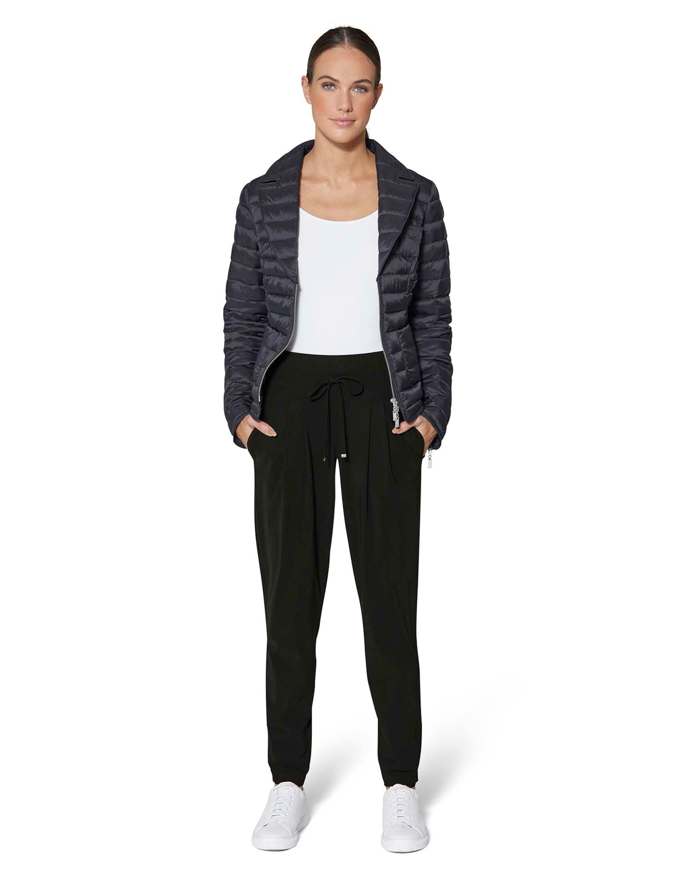 MADELEINE Jogger Pants Leichte Jogg-Pants mit Bundfalten Uni-Design, elastischer Tunnelzug, ohne Kragen