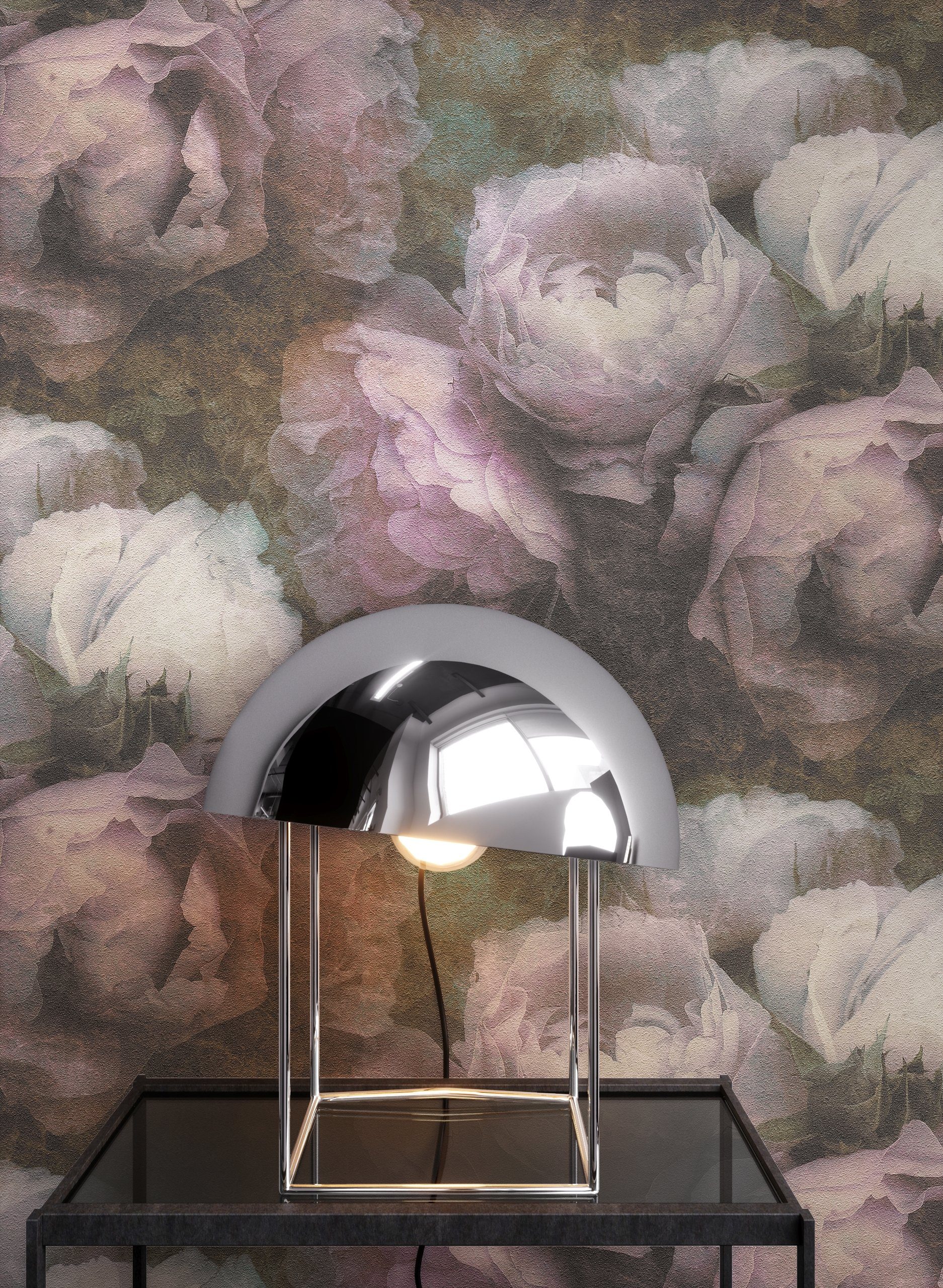 Newroom Vliestapete, Rosa Tapete Blumen Floral - Vintage Blumentapete Weiß Grün Rosen 3D Optik für Schlafzimmer Wohnzimmer Küche