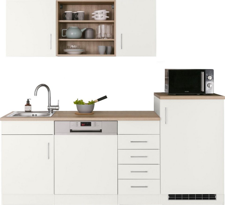 HELD MÖBEL Küche Mali, Breite 210 cm, mit E-Geräten, Inklusive  Singelbecken, aus rostfreiem Edelstahl