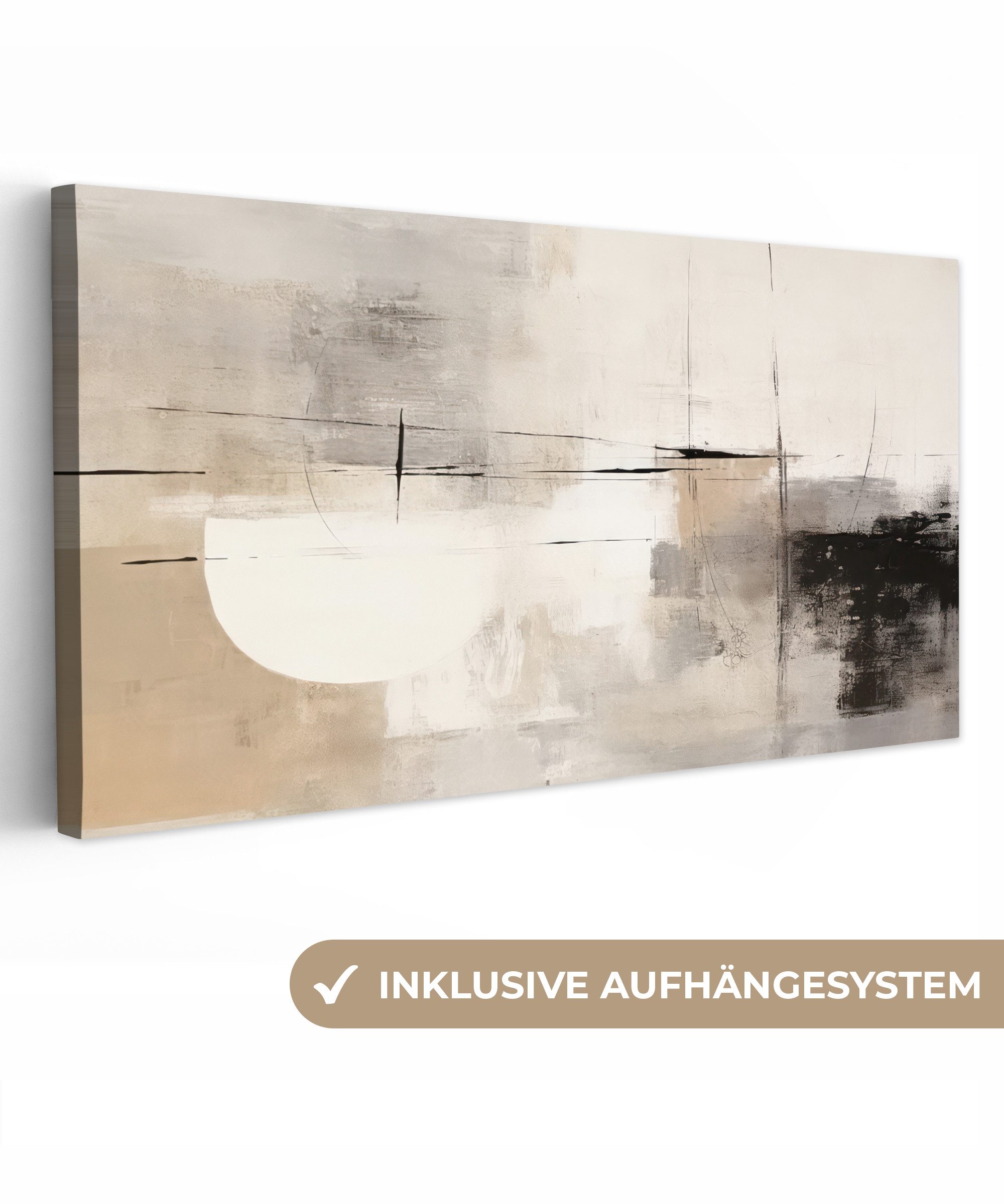 OneMillionCanvasses® Leinwandbild Panorama Abstrakt - Kunst - Grau, Fotodru günstig online kaufen