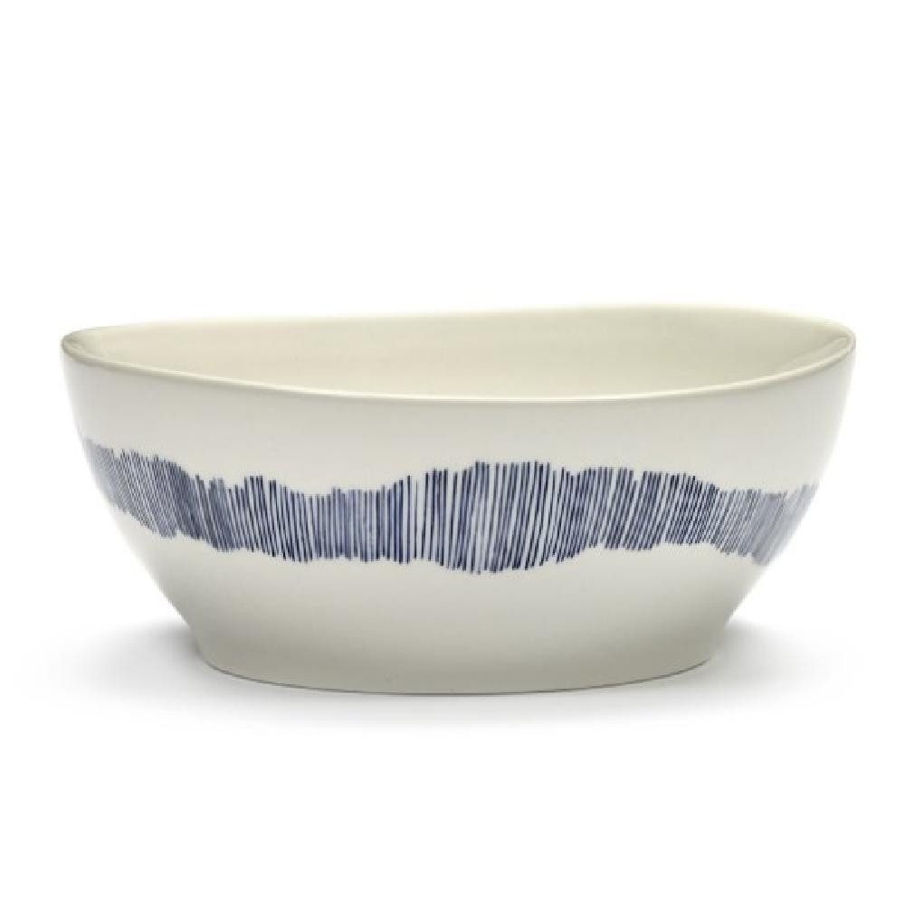 Serax Schüssel Schale Feast White Swirl-Stripes Blue (L)