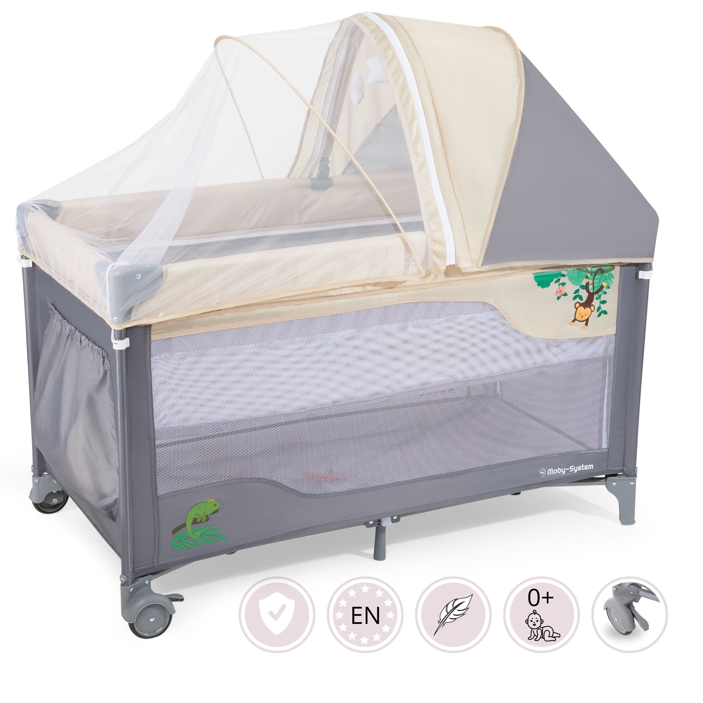 Moby-System Baby-Reisebett Babyreisebett HUXLEY - mit Wickelfläche und Transporttasche – Bild 5 von 5